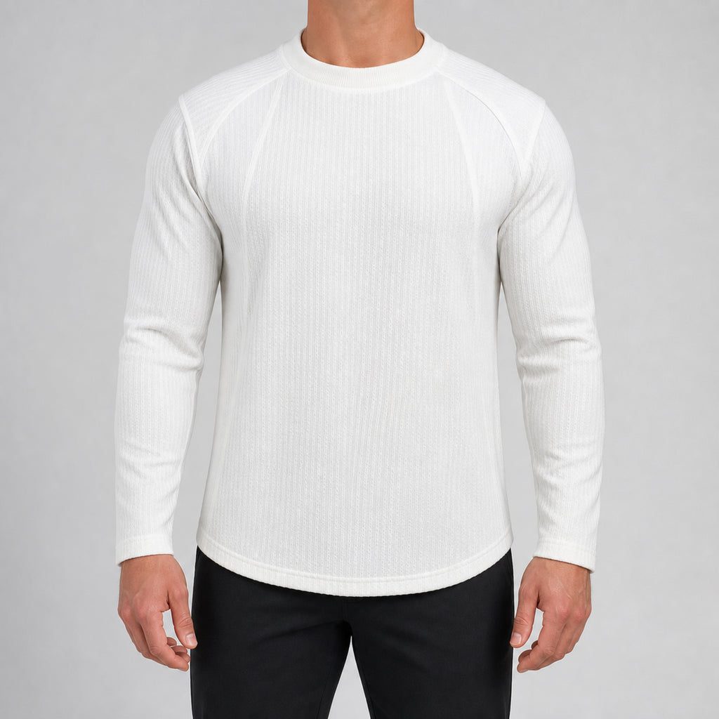 Men's Layered Colorblock Crewneck T-Shirt in White, model front view