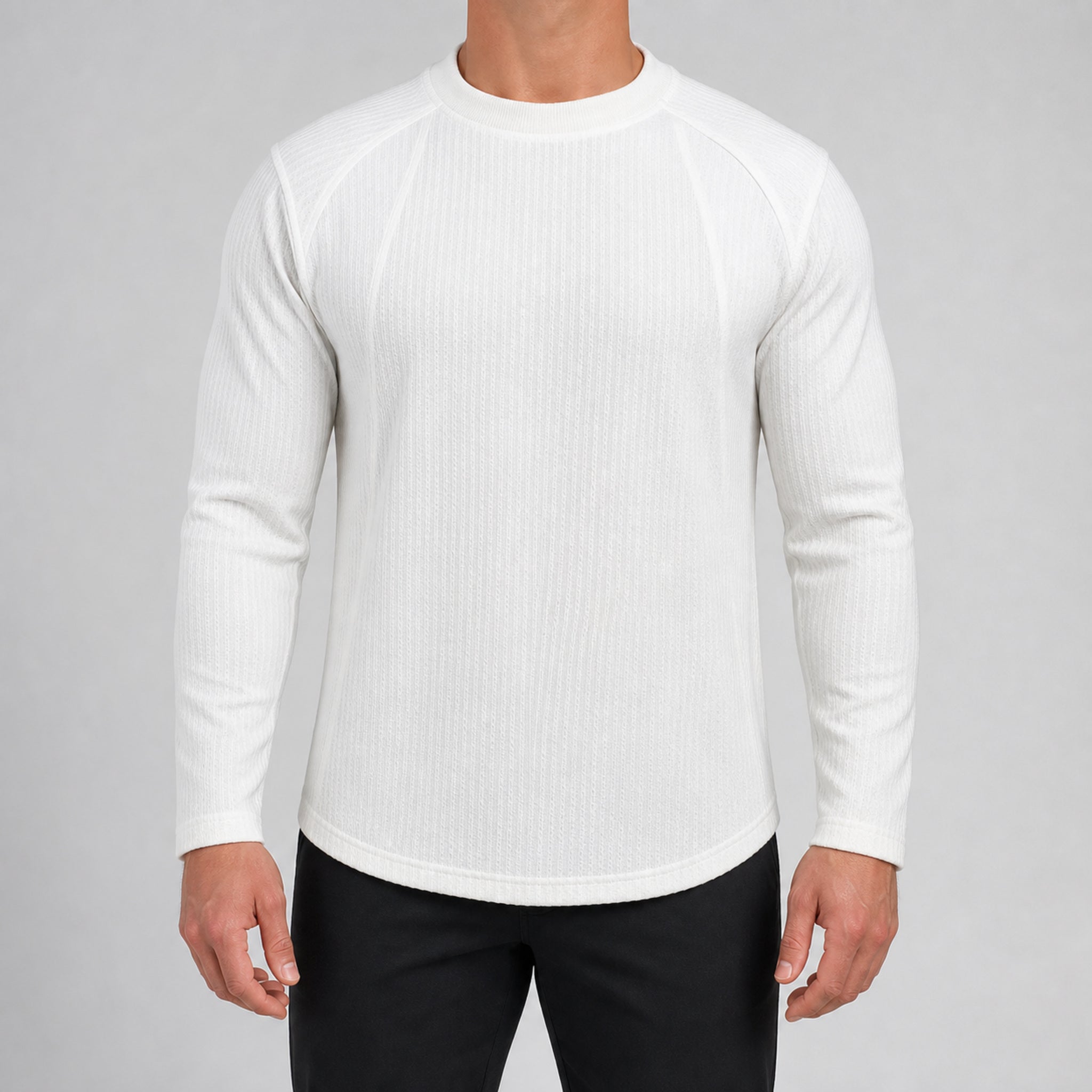 Men's Layered Colorblock Crewneck T-Shirt in White, model front view