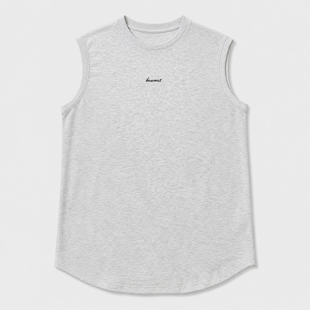 Men's Embroidered Sleeveless T-Shirt in Light Heather Grey, product front view
