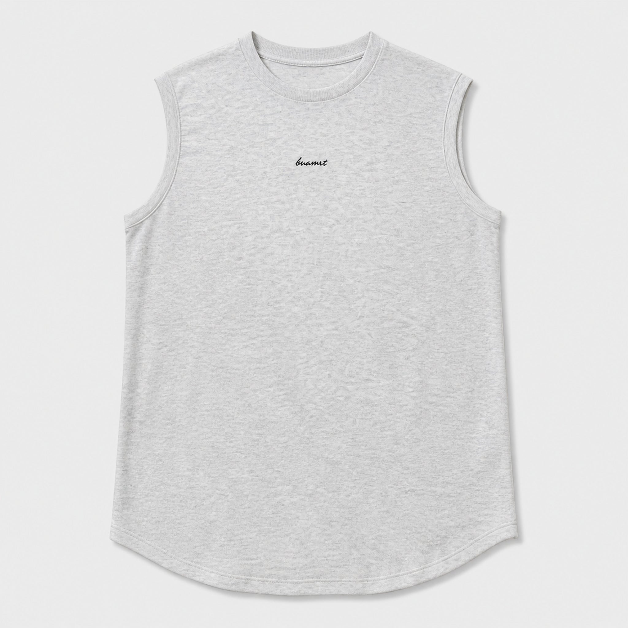 Men's Embroidered Sleeveless T-Shirt in Light Heather Grey, product front view