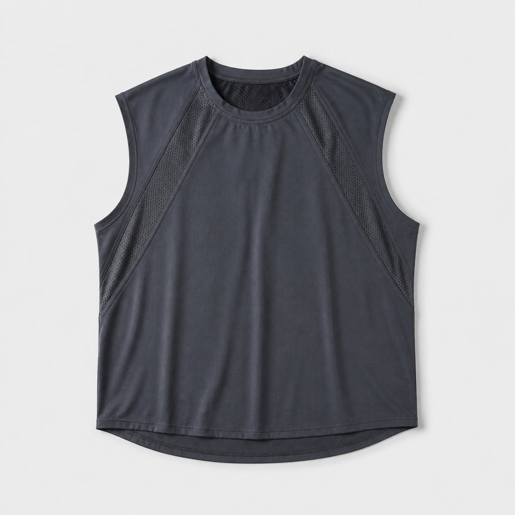Men's Quick-Dry Cool Touch Tank Top in Dark Grey, product front view