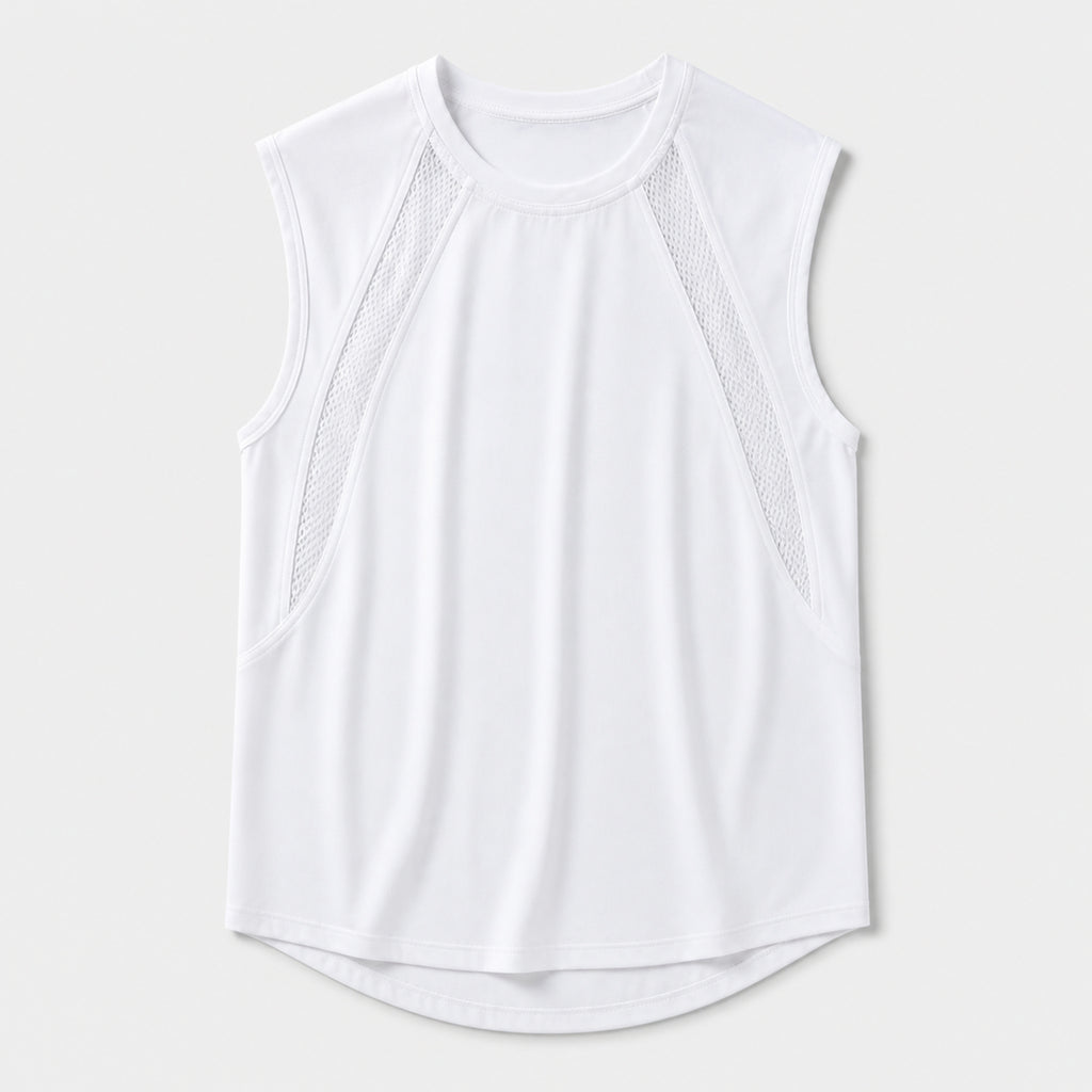 Men's Quick-Dry Cool Touch Tank Top in White, product front view