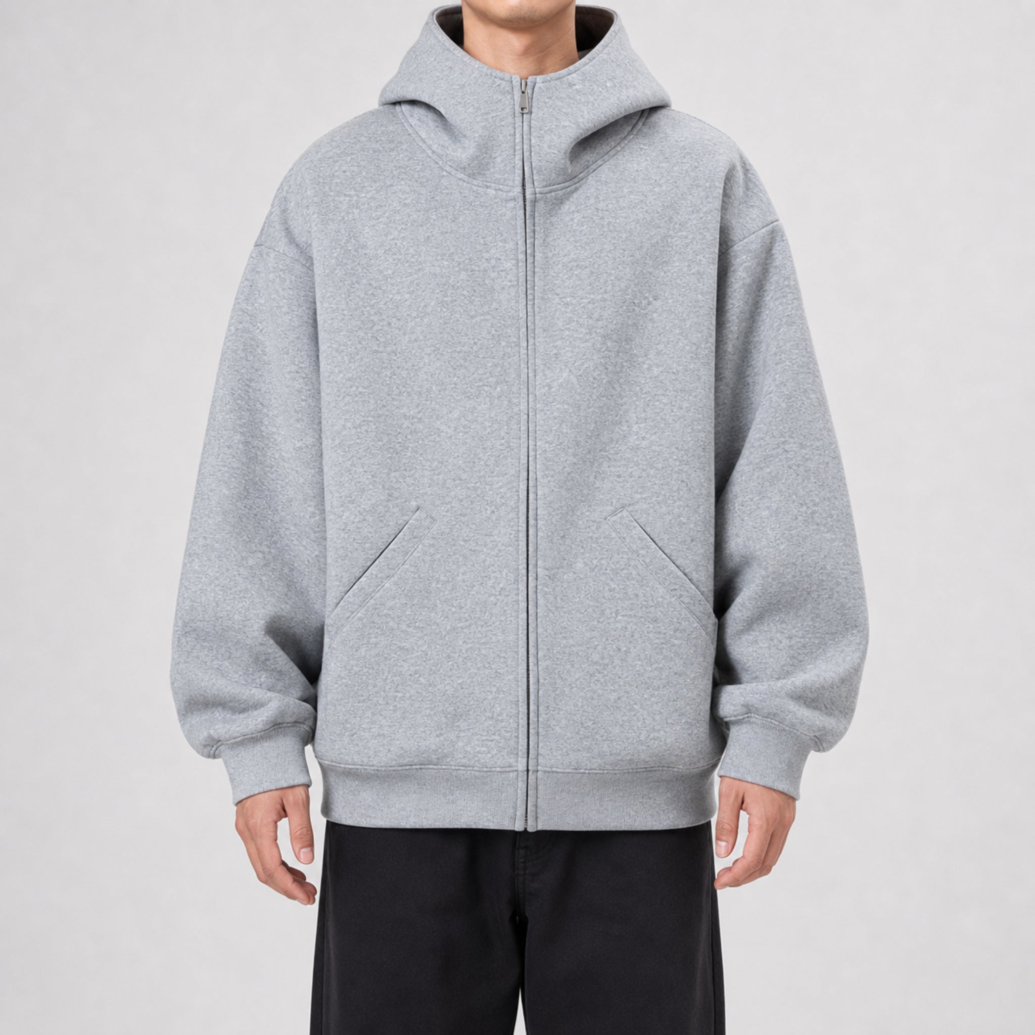 Men's 400g Heavyweight Crewneck Sweatshirt in Grey, model front view