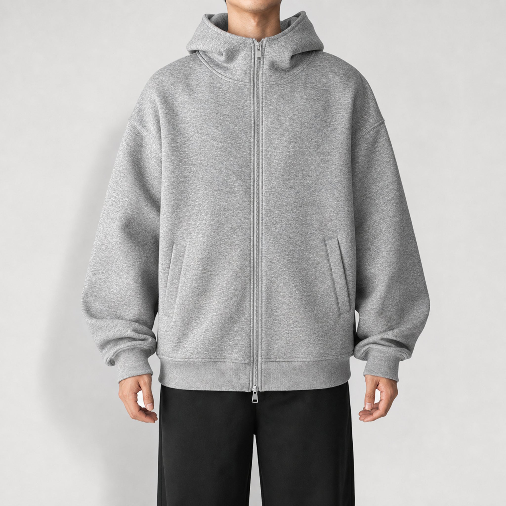 Men's 400g Heavyweight Pullover Hoodie in Grey, model front view