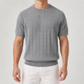 Men's Lightweight Crewneck Knit T-Shirt in Grey, model front view