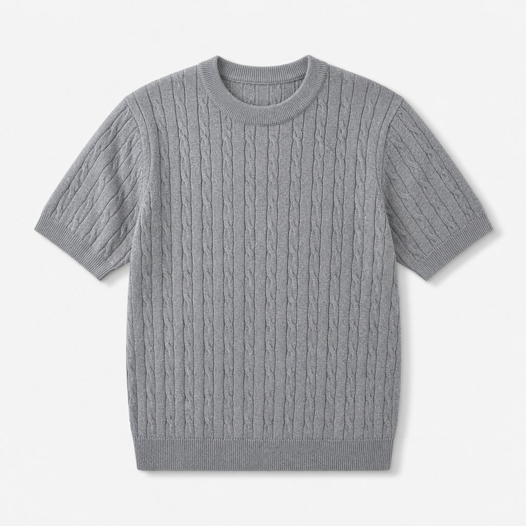 Men's Lightweight Crewneck Knit T-Shirt in Grey, product front view