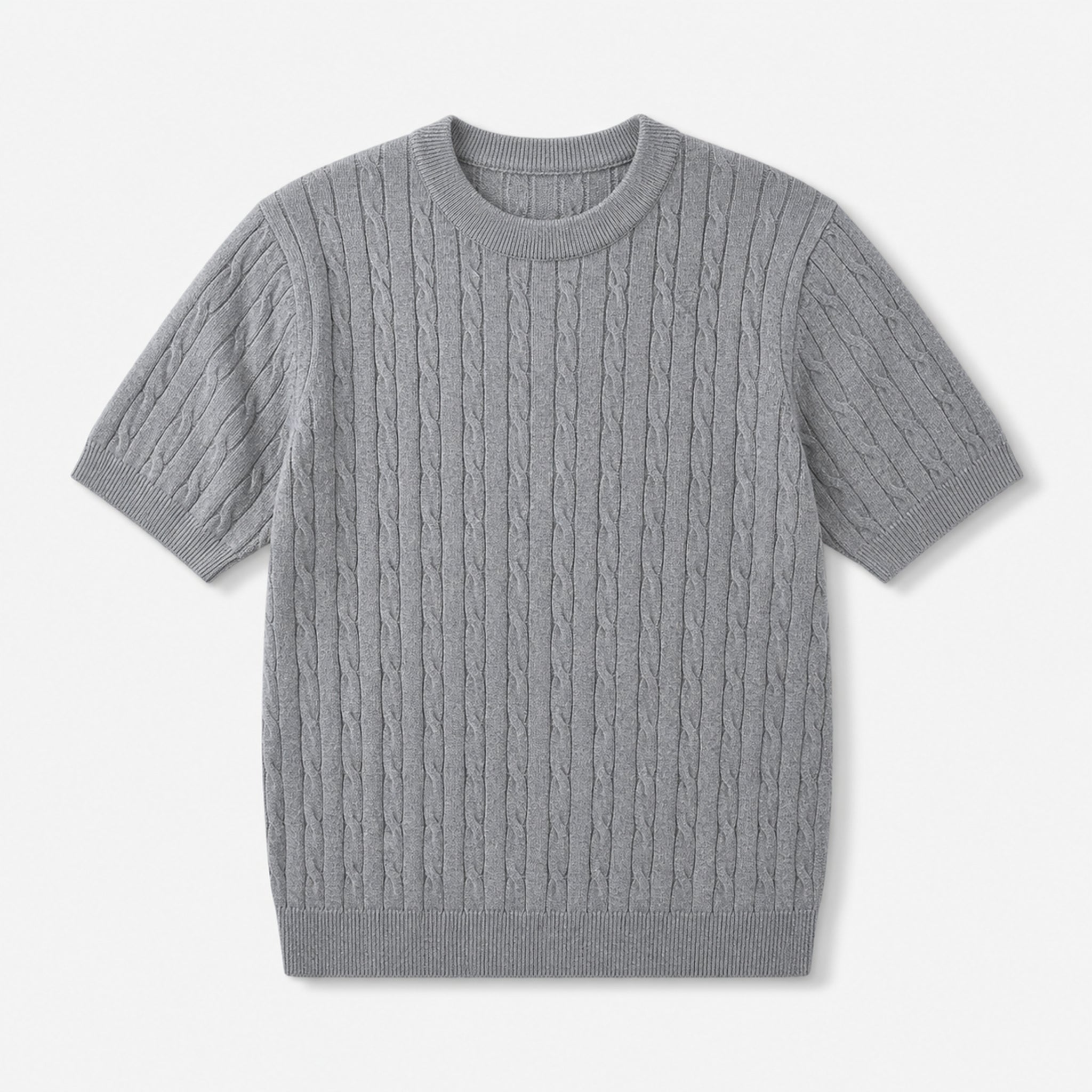 Men's Lightweight Crewneck Knit T-Shirt in Grey, product front view