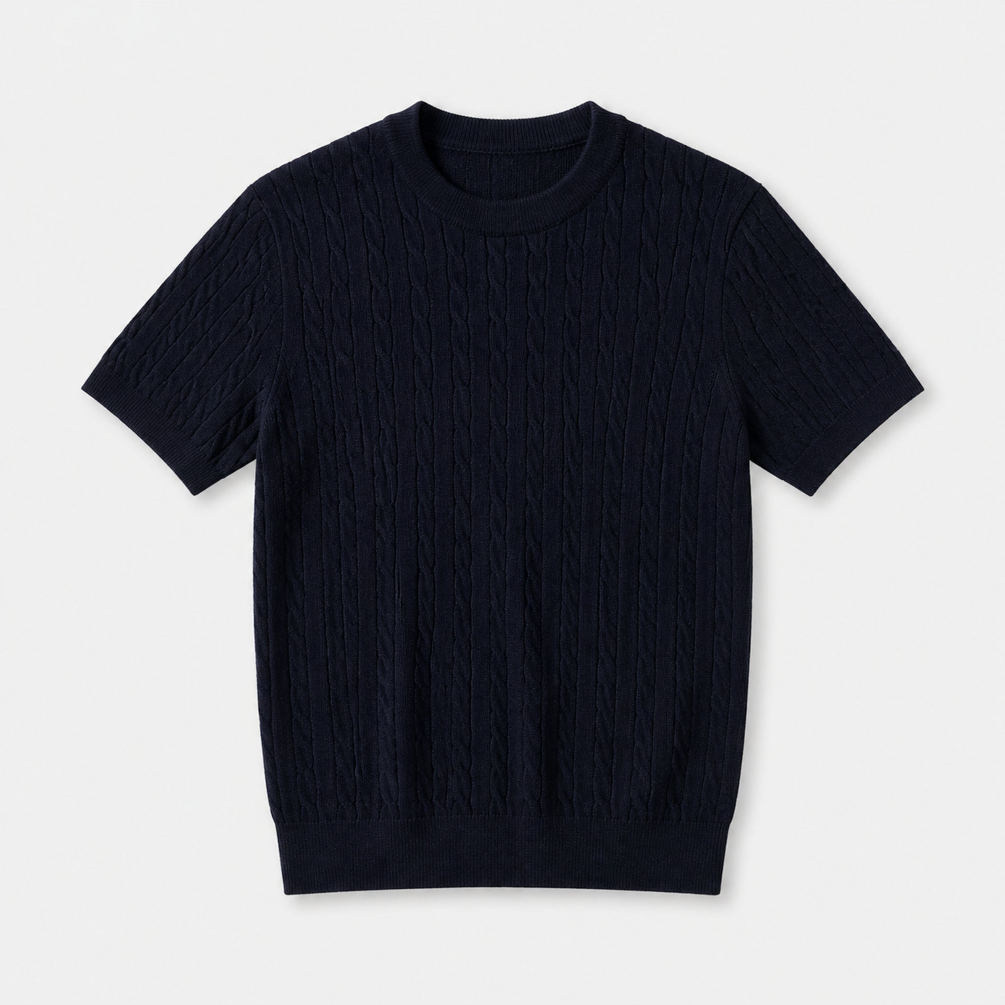 Men's Lightweight Crewneck Knit T-Shirt in Navy, product front view