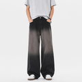 Men's Gradient Wash Wide-Leg Jeans in Washed Black, model front view