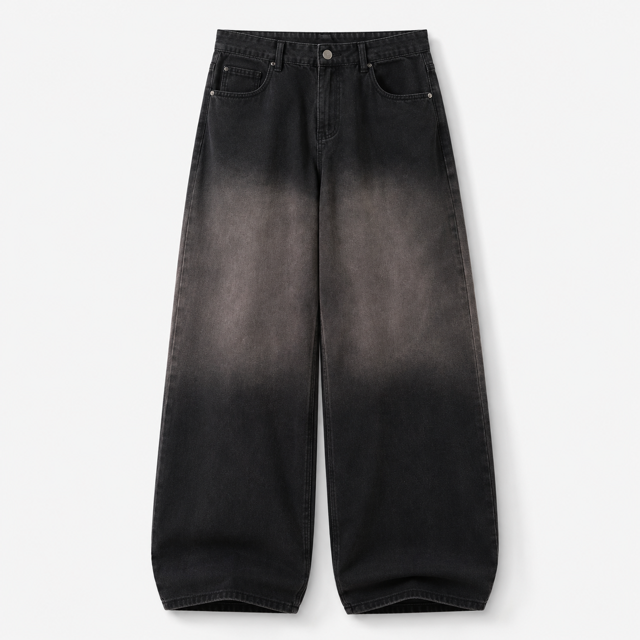 Men's Gradient Wash Wide-Leg Jeans in Washed Black, product front view