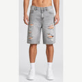 Men's Color Distressed Denim Shorts in Distressed Orange, model front view