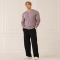 VARENFORM lyocell long sleeve crewneck tee in dusty mauve on model