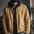 Men's Contrast-Collar Detroit Hunting Jacket - khaki worn view