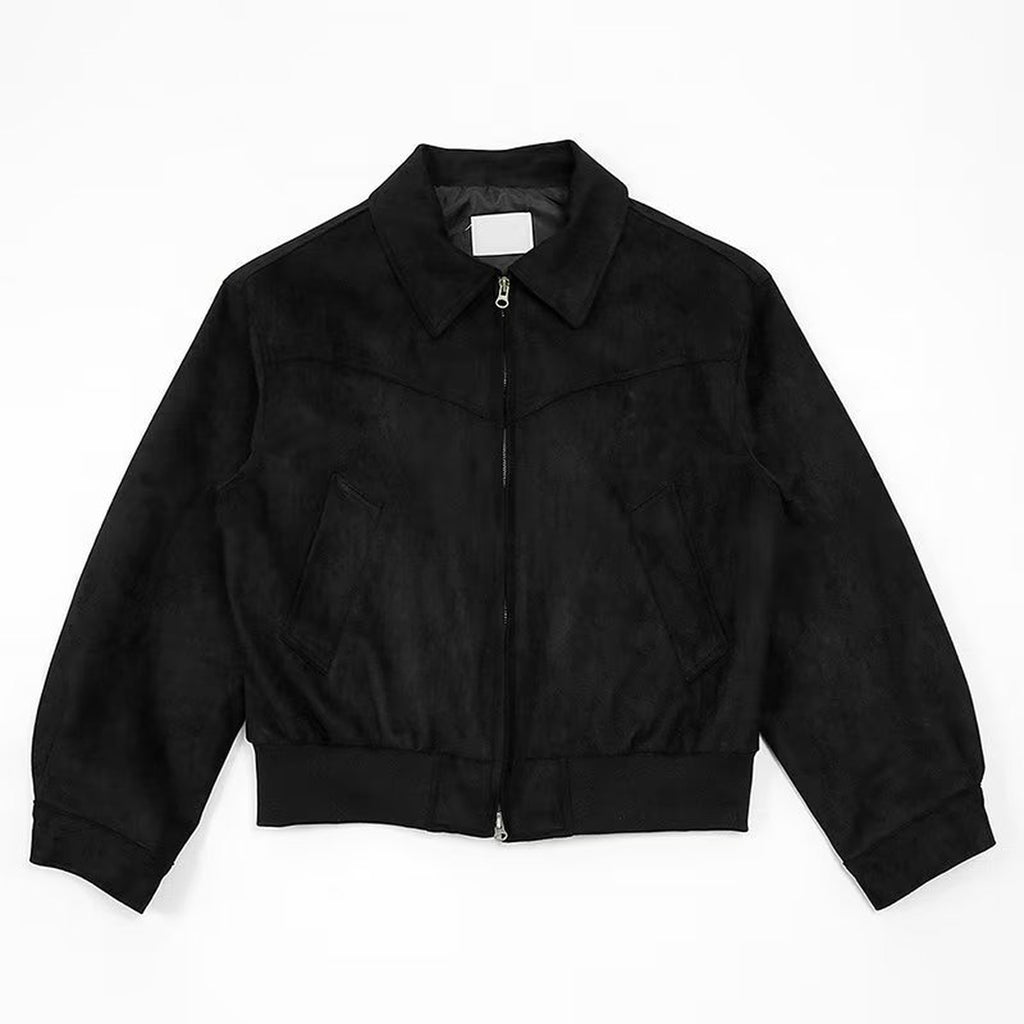 Men's Cropped Vintage Zip Jacket - black product view