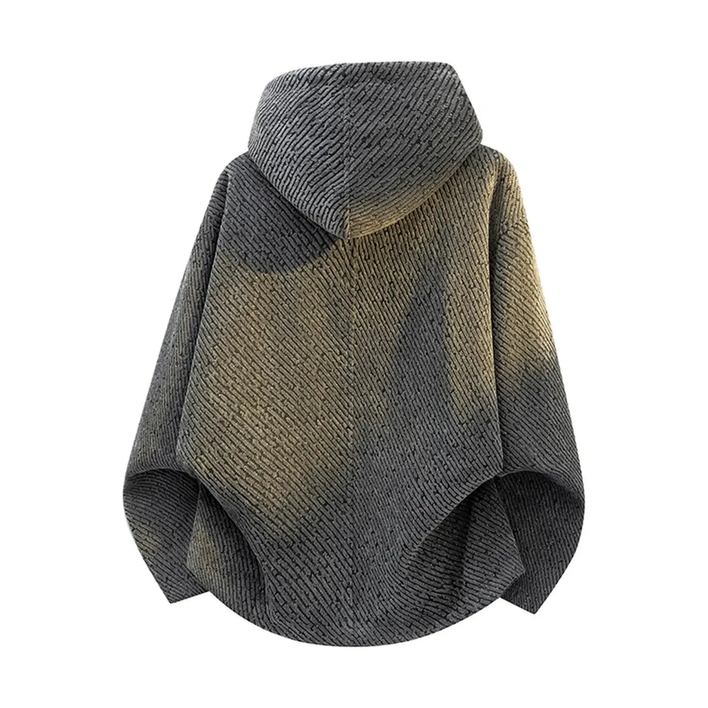 Men's Deconstructed Asymmetric-Zip Hooded Jacket - dark colorblock product view