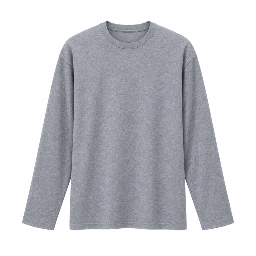 Men's Double-Knit Long-Sleeve Crewneck T-Shirt - gray product view