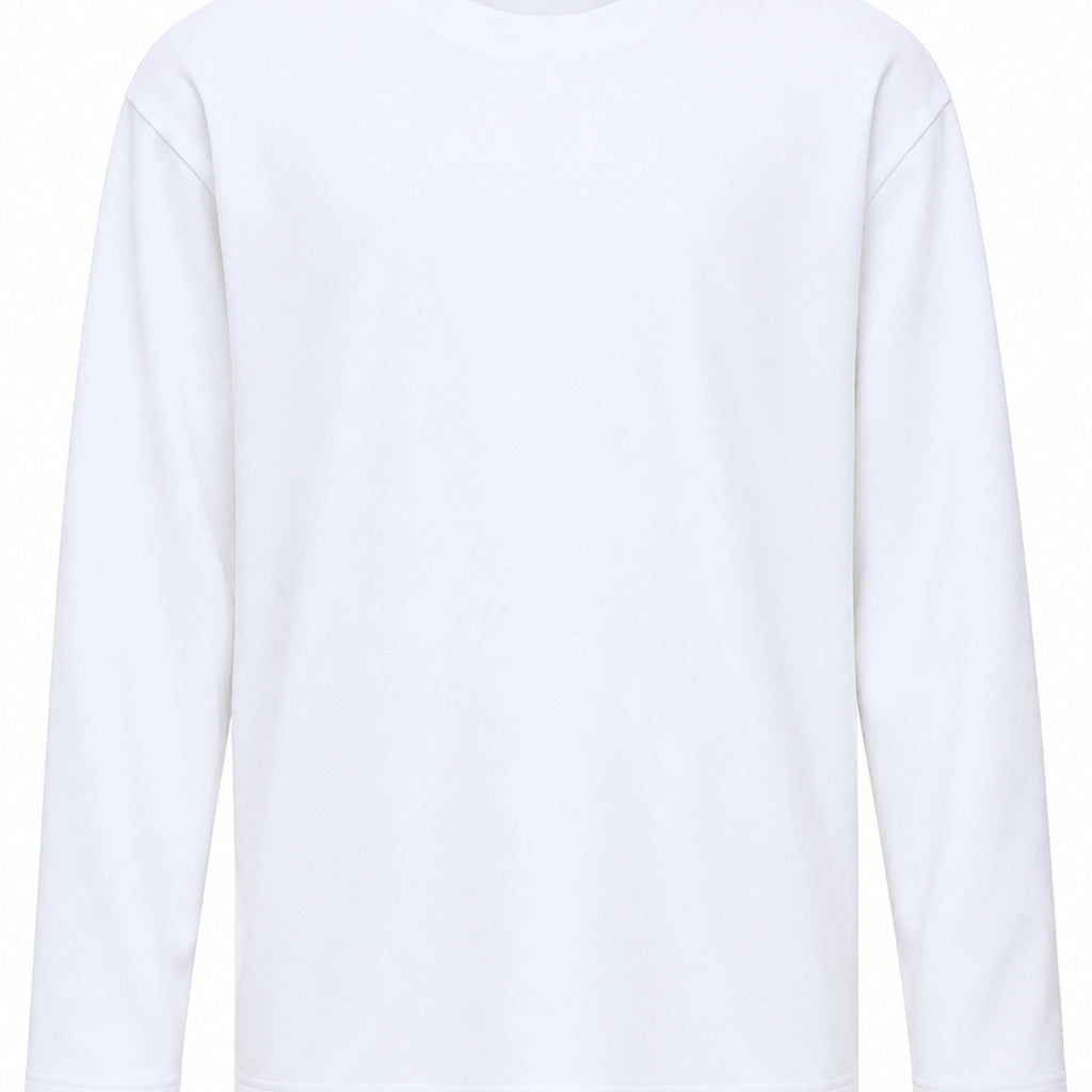 Men's Double-Knit Long-Sleeve Crewneck T-Shirt - white product view