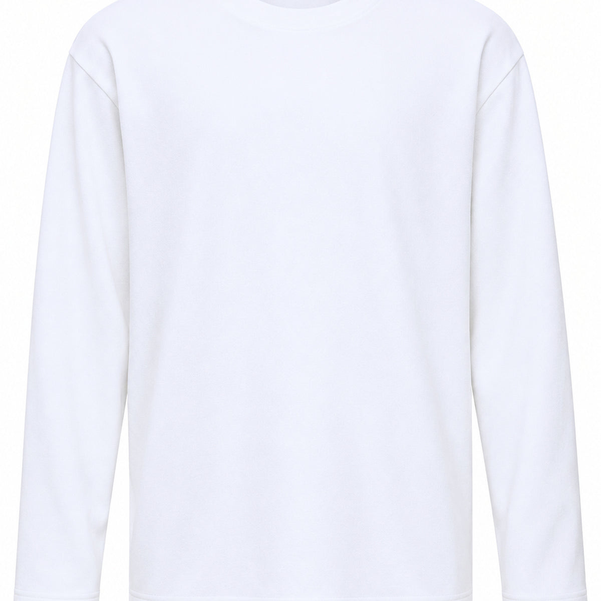 Men's Double-Knit Long-Sleeve Crewneck T-Shirt - white product view