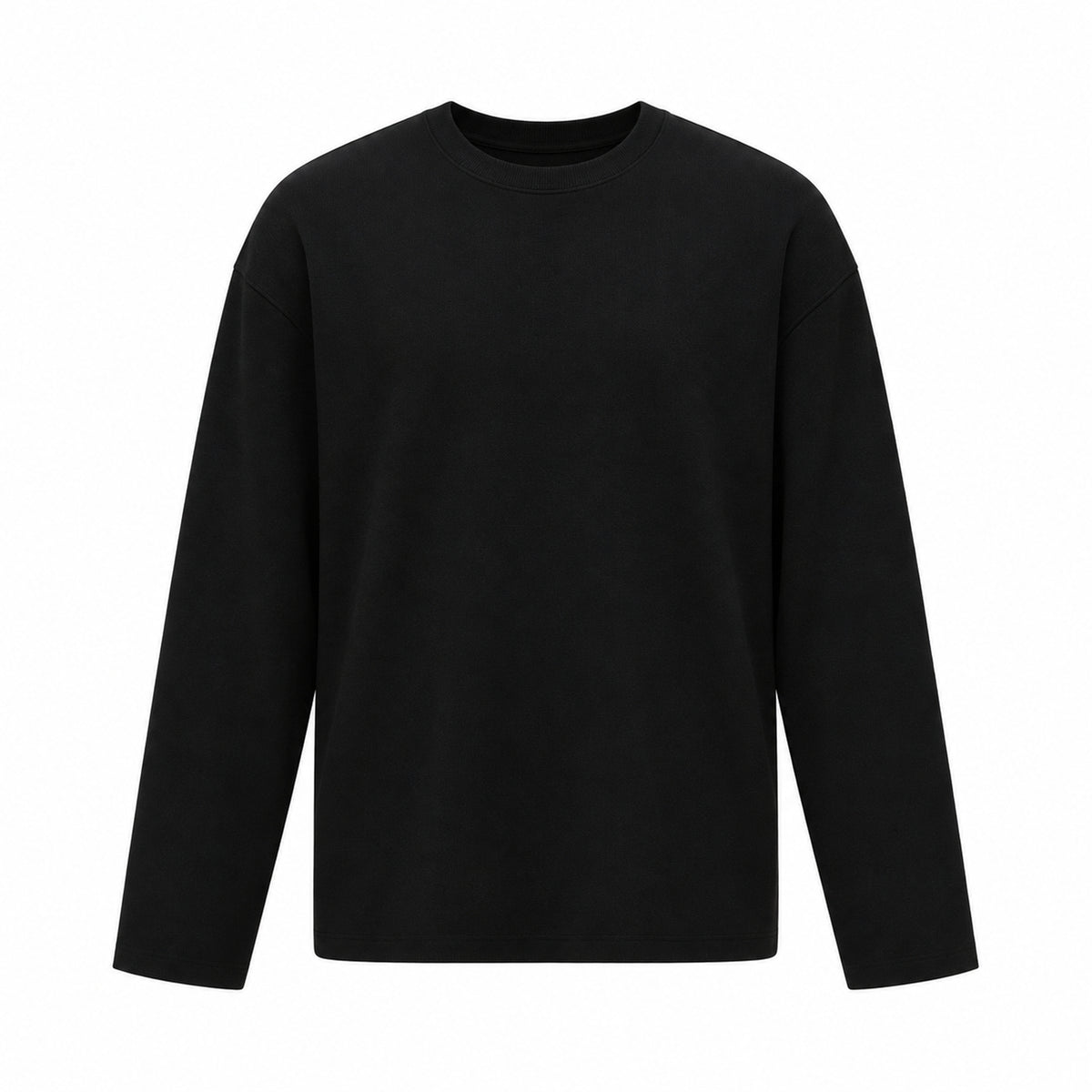 Men's Double-Knit Long-Sleeve Crewneck T-Shirt - black product view