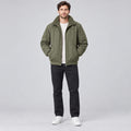 Men's Fleece-Lined Utility Jacket - army green worn view