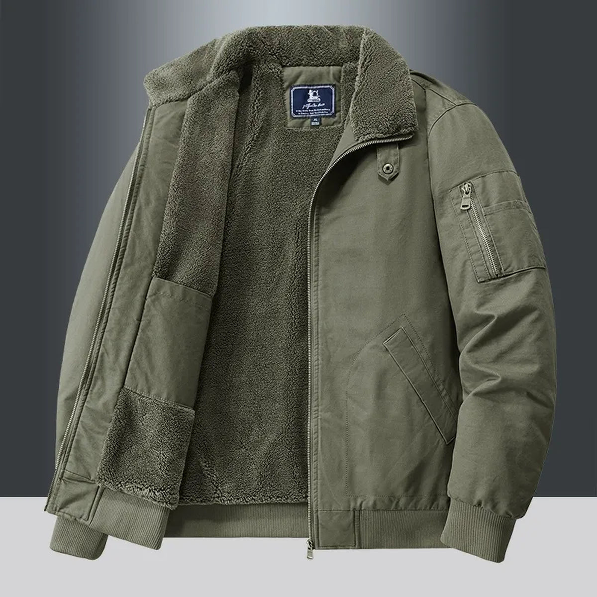 Men's Fleece-Lined Utility Jacket - army green product view