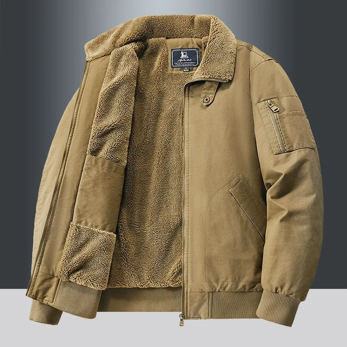 Men's Fleece-Lined Utility Jacket - khaki product view