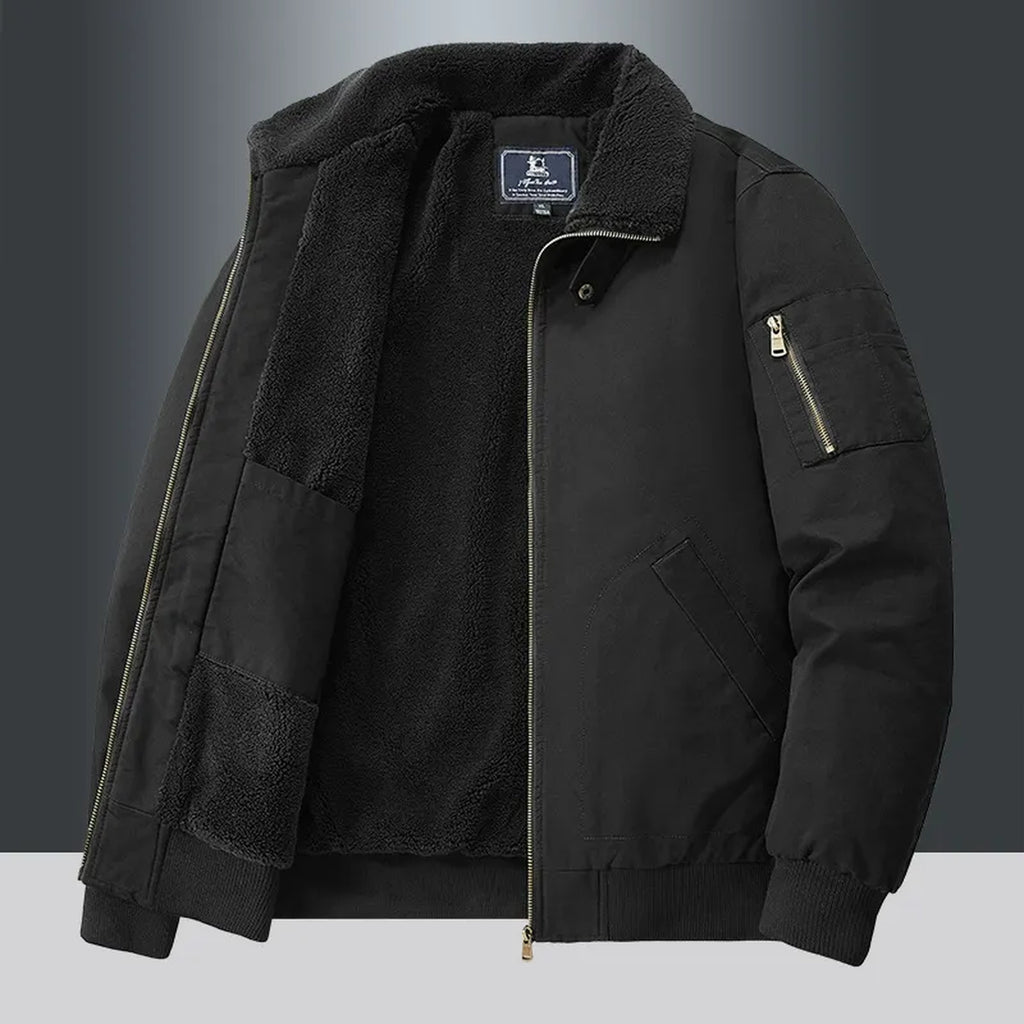 Men's Fleece-Lined Utility Jacket - black product view