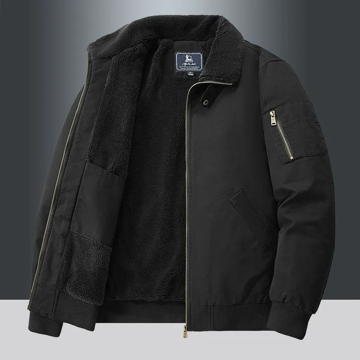 Men's Fleece-Lined Utility Jacket - black product view