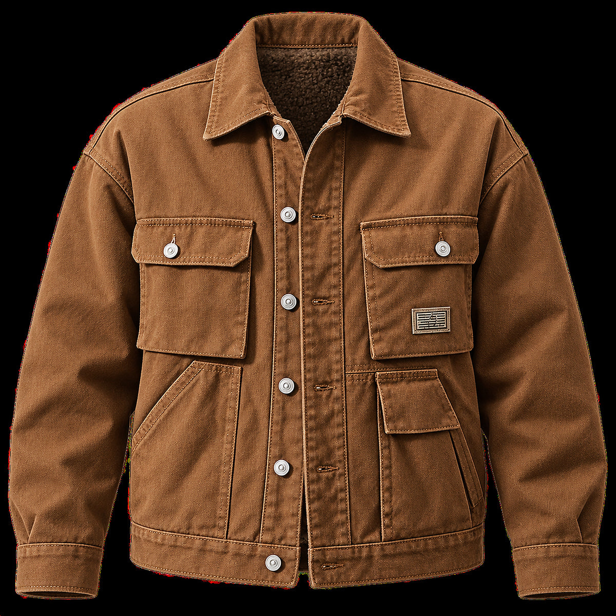 Men's Heavyweight Multi-Pocket Denim Jacket - brown product view