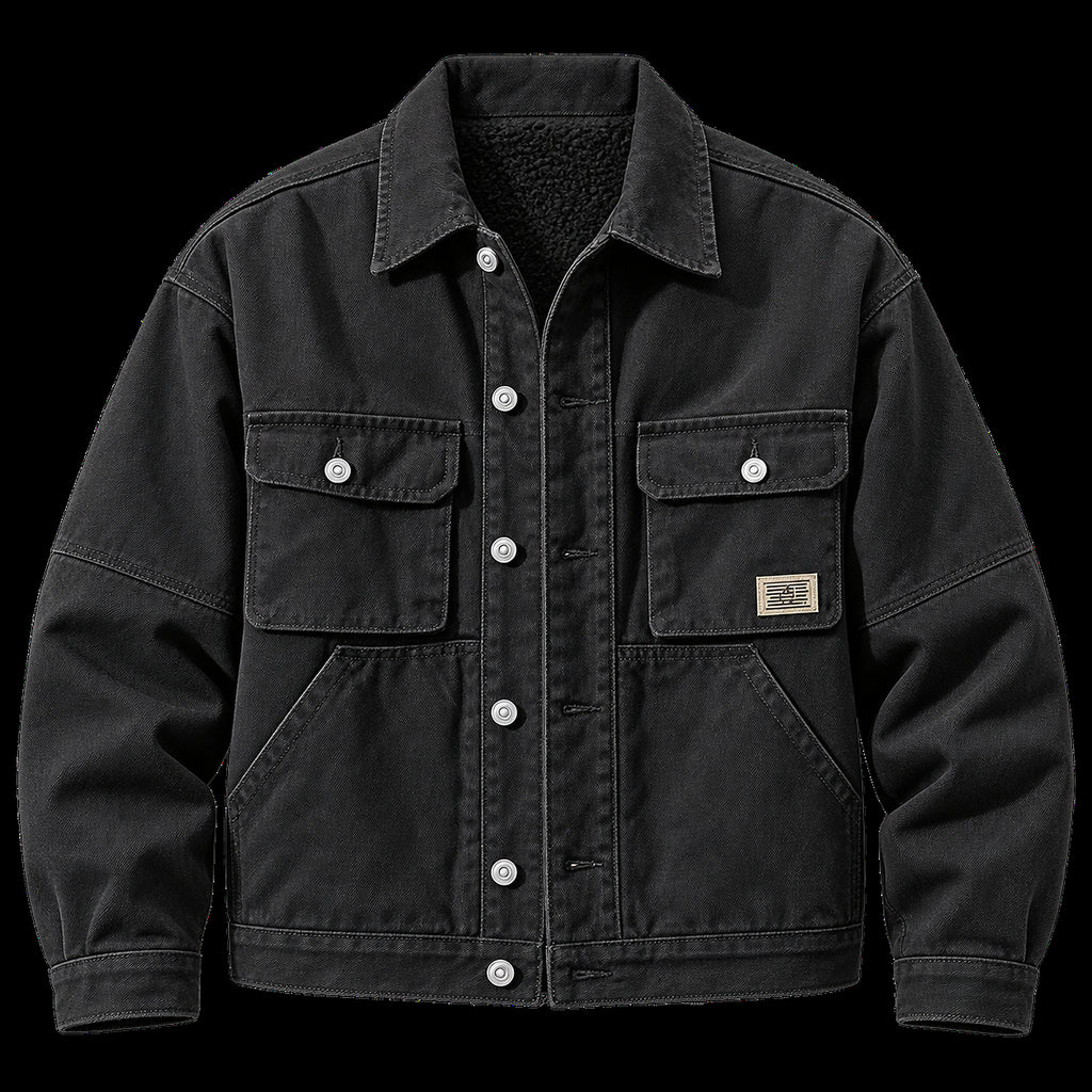 Men's Heavyweight Multi-Pocket Denim Jacket - black product view
