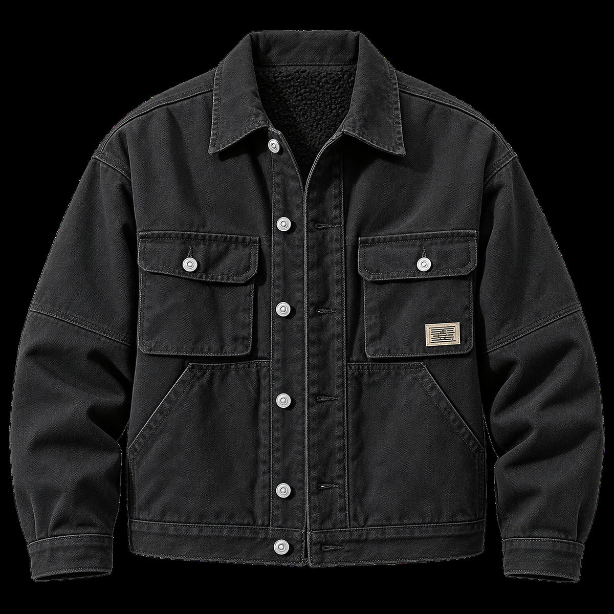 Men's Heavyweight Multi-Pocket Denim Jacket - black product view