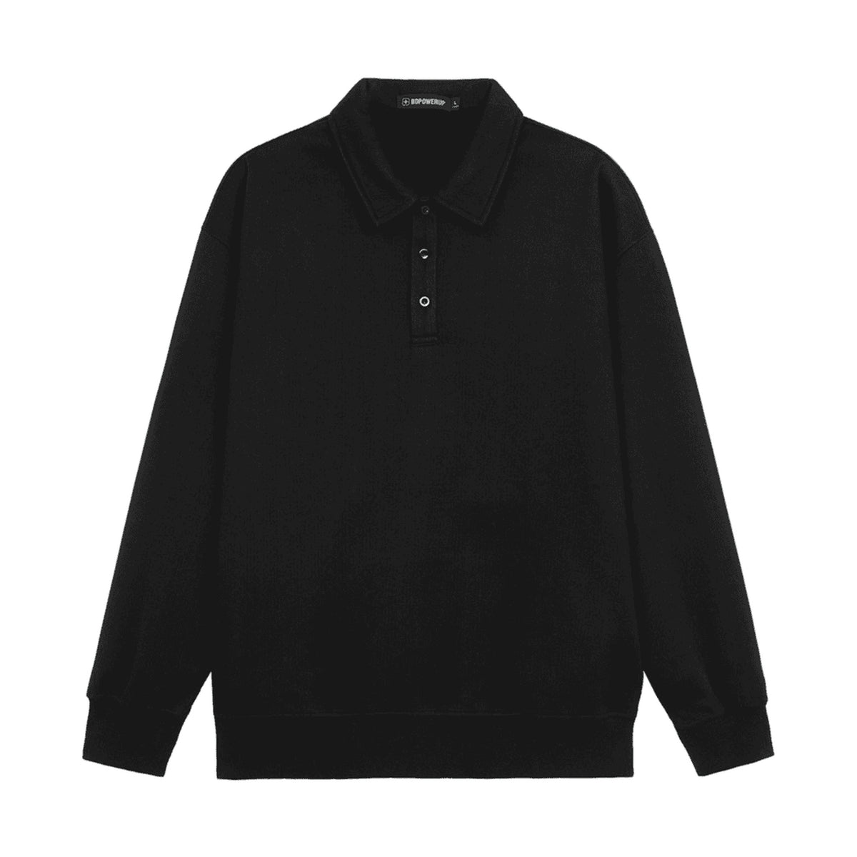 Men's Heavyweight Polo-Collar Sweatshirt - black product view