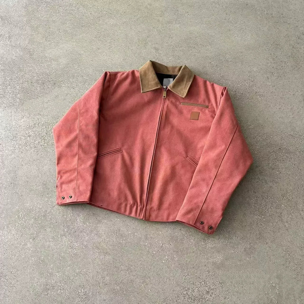 Men's Heavyweight Washed Detroit Work Jacket - pink product view