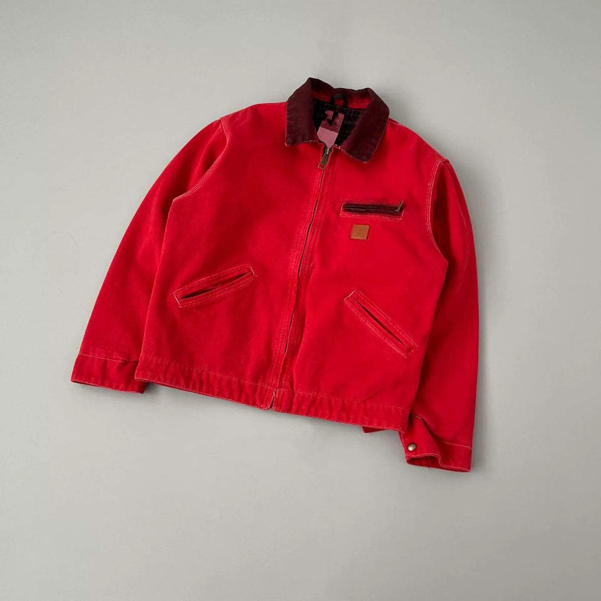 Men's Heavyweight Washed Detroit Work Jacket - red product view