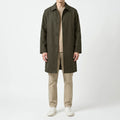 Men's Mid-Length Minimalist Commuter Coat - army green worn view
