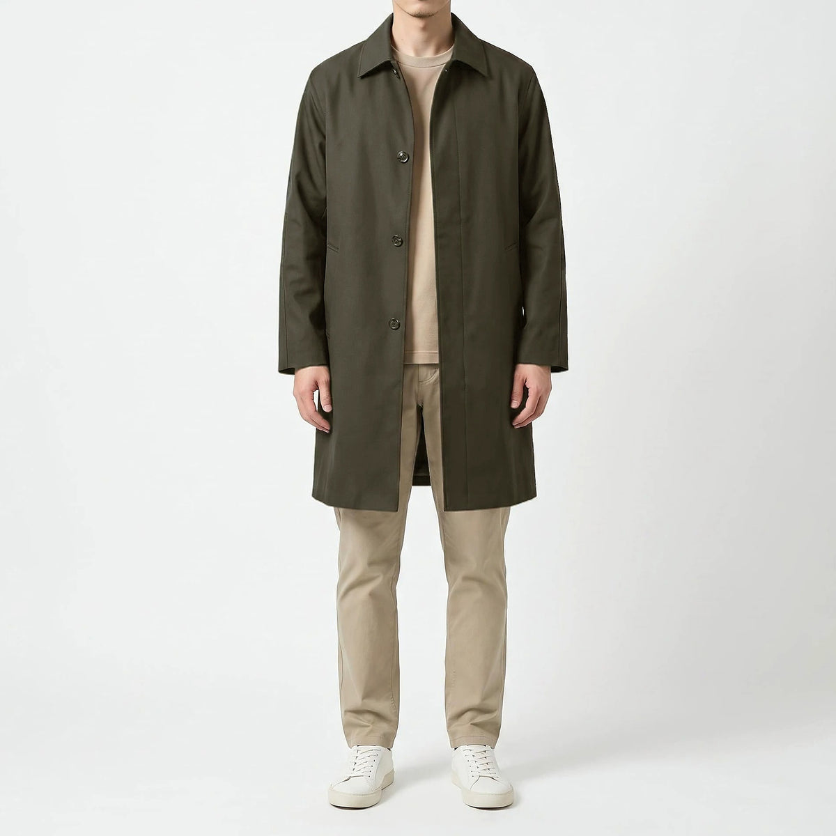 Men's Mid-Length Minimalist Commuter Coat - detail reference