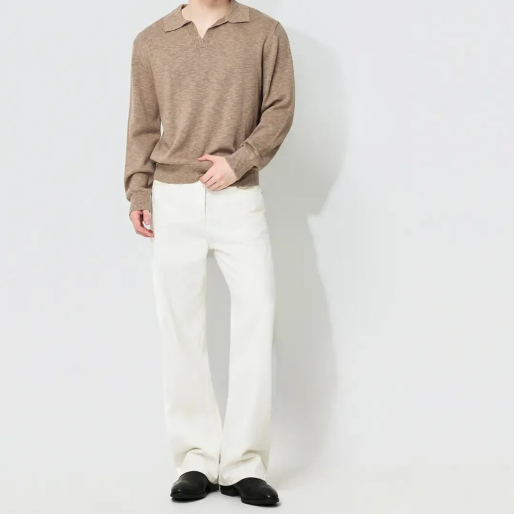 Men's Open-Collar Knit Polo Sweater - detail reference