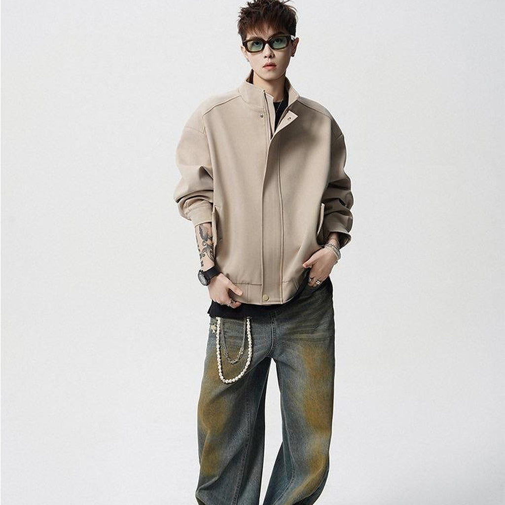 Men's Padded Stand-Collar Bomber Jacket - detail reference