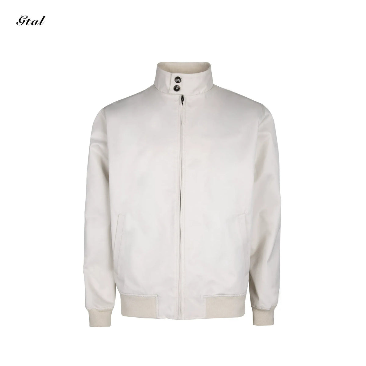 Men's Printed Stand-Collar Zip Jacket - white product view