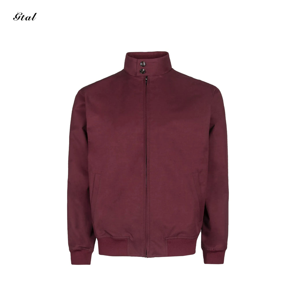 Men's Printed Stand-Collar Zip Jacket - burgundy product view