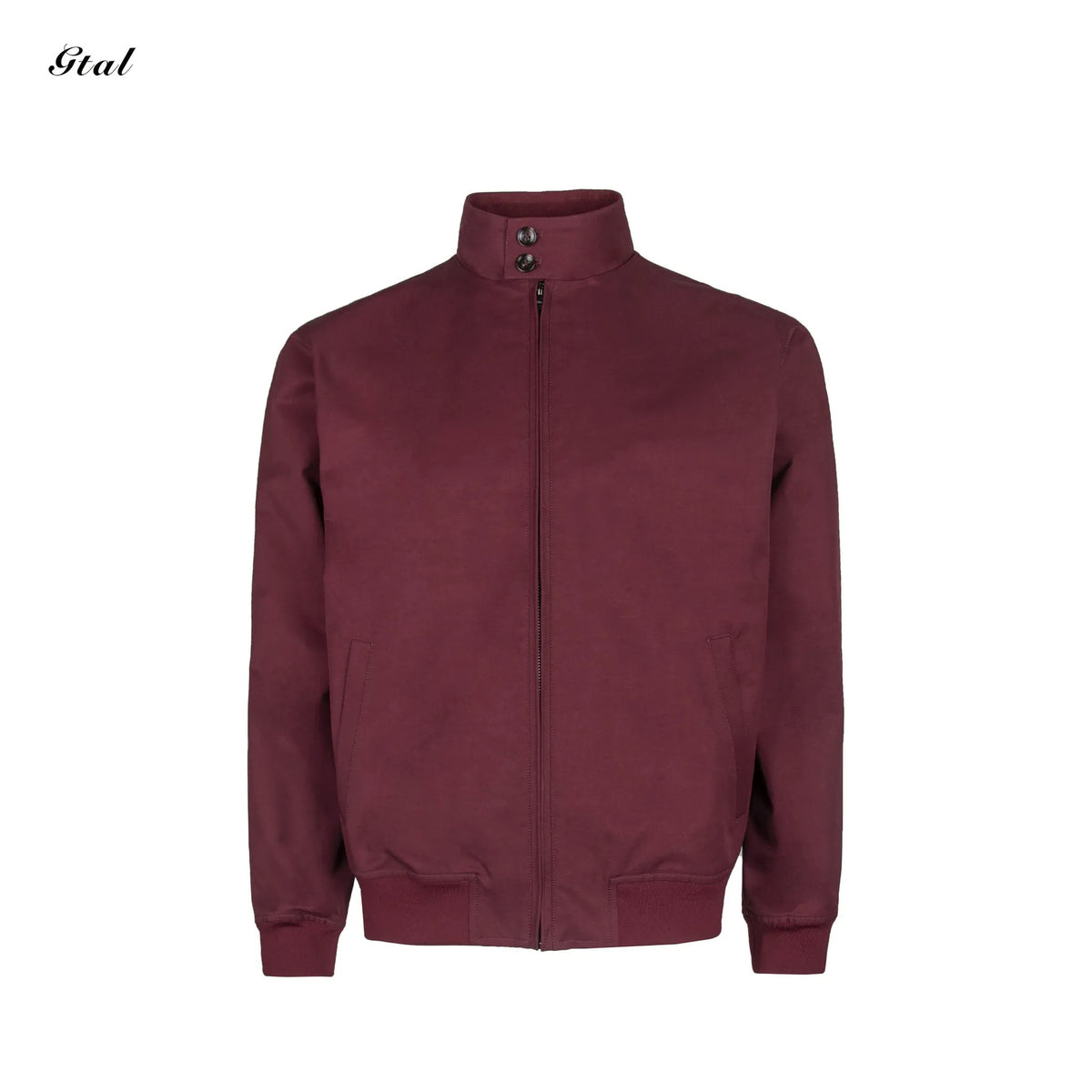Men's Printed Stand-Collar Zip Jacket - burgundy product view