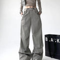 Men's Relaxed Wide-Leg Utility Pants - gray worn view