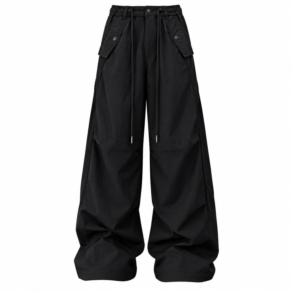 Men's Relaxed Wide-Leg Utility Pants - black product view