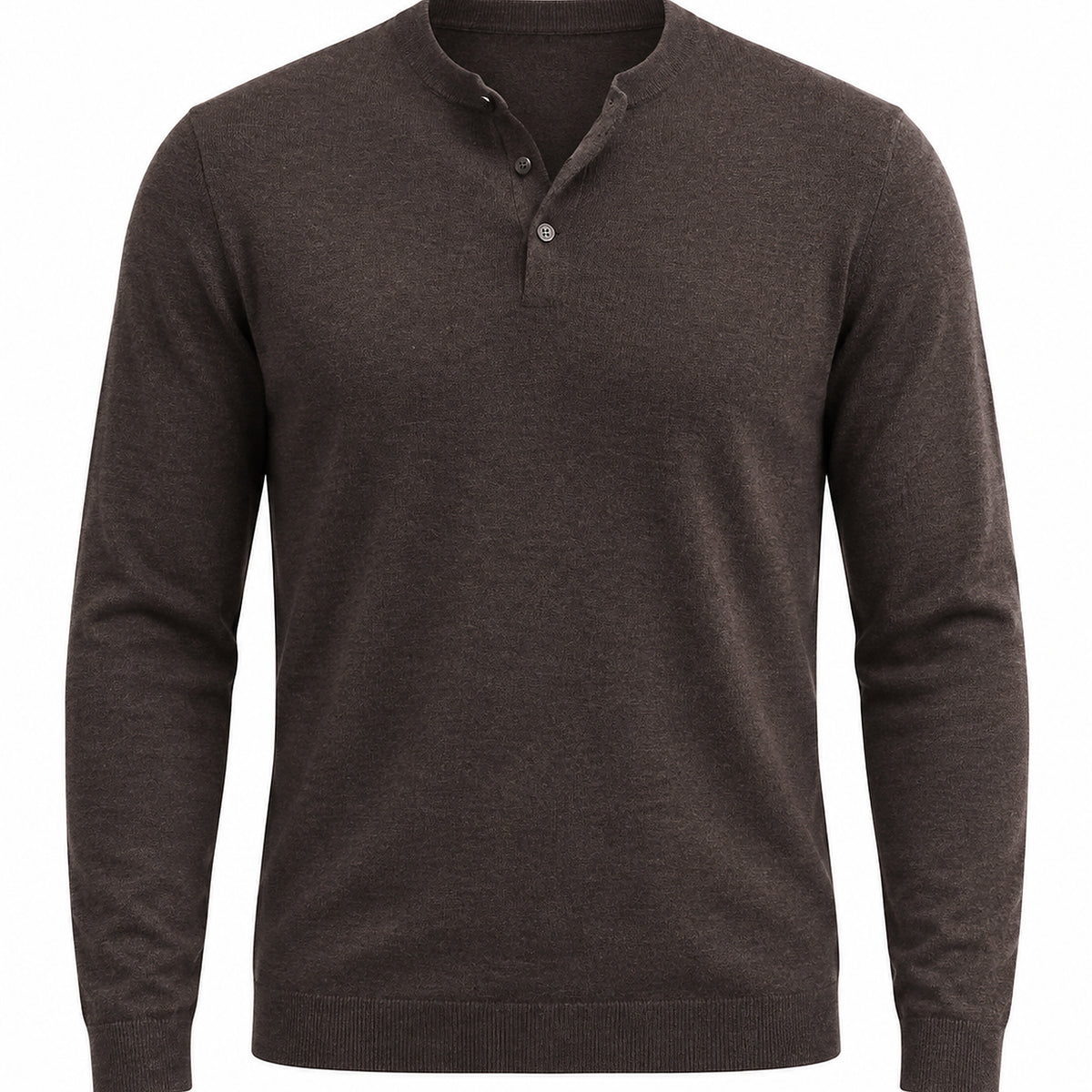 Men's Wool-Blend Henley Knit Sweater - brown product view