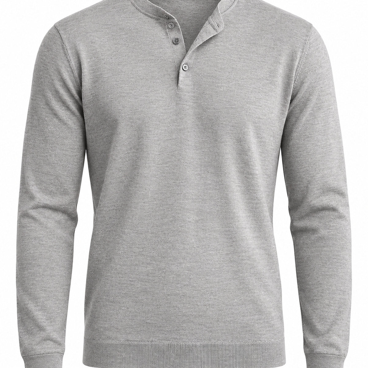 Men's Wool-Blend Henley Knit Sweater - gray product view