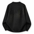Men's Curved-Hem Crewneck Knit Sweater in black - worn view