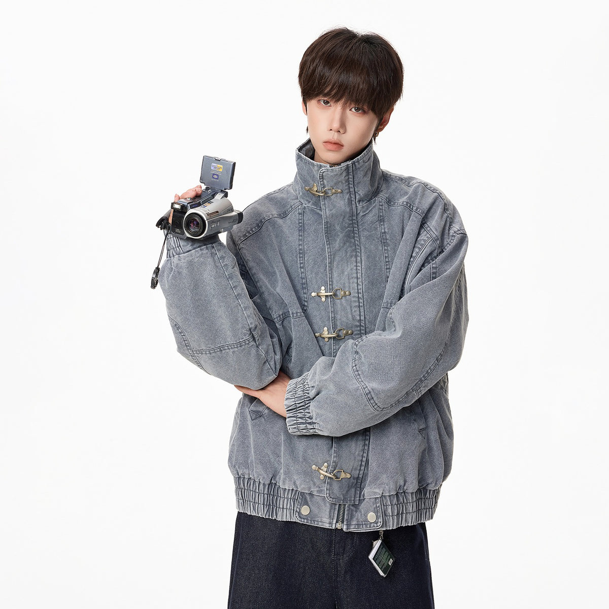Men's Distressed Deconstructed Toggle Denim Jacket - original product reference 2