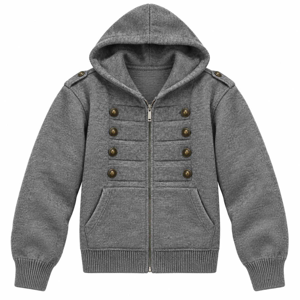 Men's Double-Breasted Hooded Zip Cardigan in gray - product view