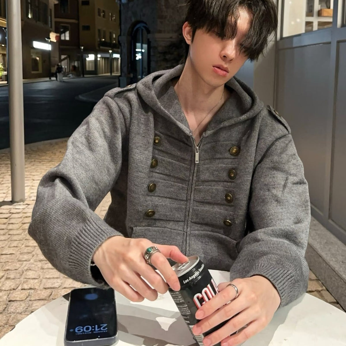 Men's Double-Breasted Hooded Zip Cardigan - original product reference 2