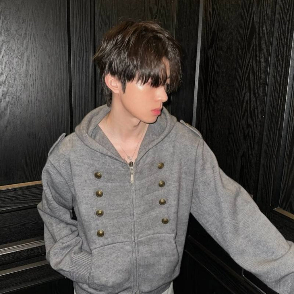 Men's Double-Breasted Hooded Zip Cardigan - original product reference 3
